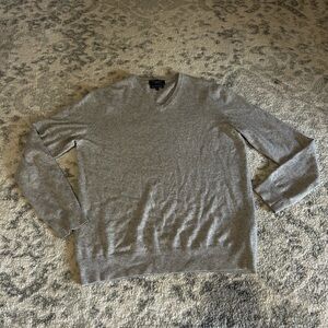 Men’s 100% Italian Cashmere Grey V Neck Large Preppy -Flawed Gem